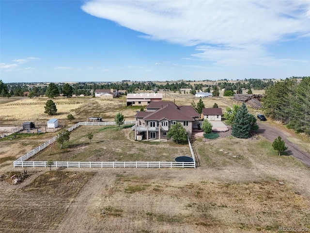 aerial view featuring a rural view