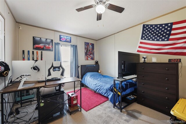 30890 Ken Vw, Yoder, CO 80864 - bedroom featuring carpet floors, an office area, and ceiling fan