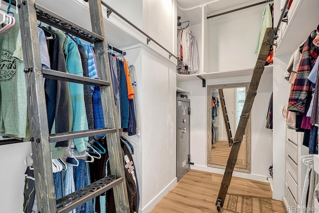 walk in closet featuring hardwood / wood-style flooring