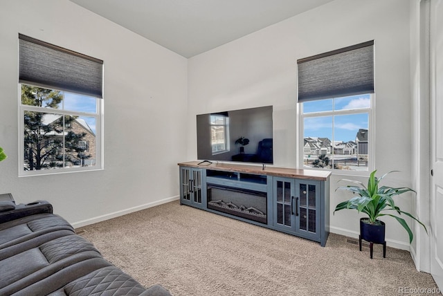 living room featuring carpet