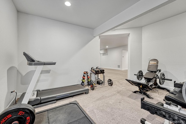 workout room with carpet floors