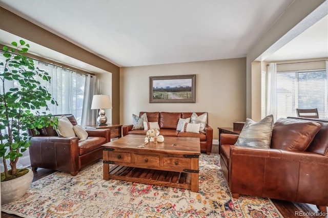 living room with hardwood / wood-style floors