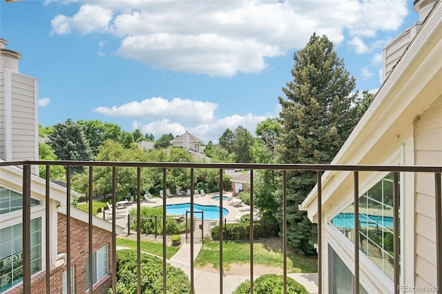 13873 E Lehigh Ave Unit C, Aurora, CO 80014 - balcony featuring view of pool area