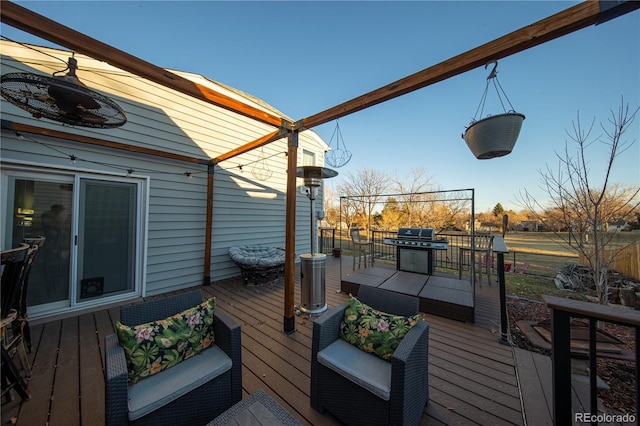 wooden terrace with grilling area