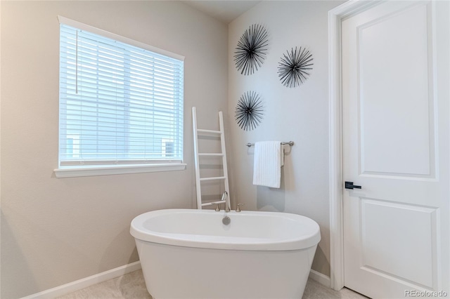 bathroom featuring a washtub