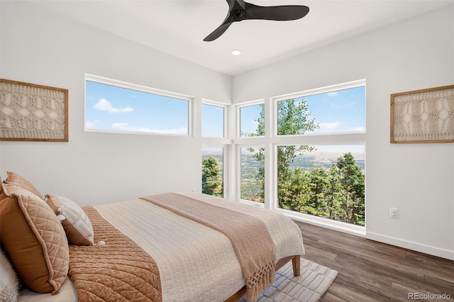 555 Sunrise Peak Rd, Manitou Springs, CO 80829 - bedroom featuring wood finished floors, recessed lighting, and ceiling fan