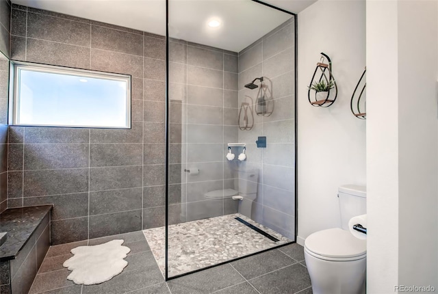 555 Sunrise Peak Rd, Manitou Springs, CO 80829 - full bath with walk in shower, tile patterned floors, and recessed lighting