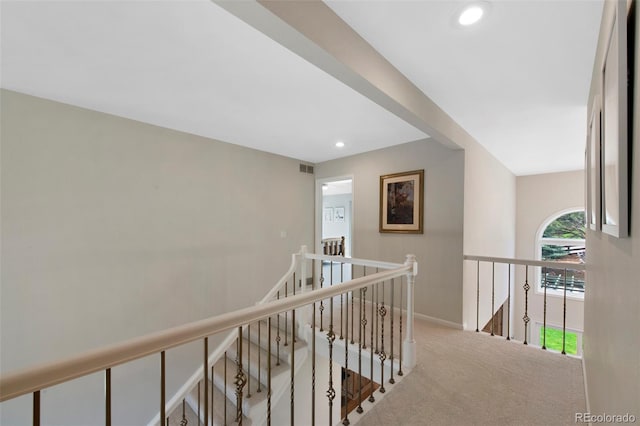 25 Sand Cherry, Littleton, CO 80127 - corridor with an upstairs landing, carpet, and recessed lighting