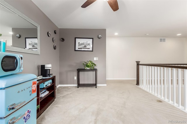 23757 Eagle Bend Ln, Parker, CO 80138 - sitting room featuring a ceiling fan, carpet floors, baseboards, and recessed lighting