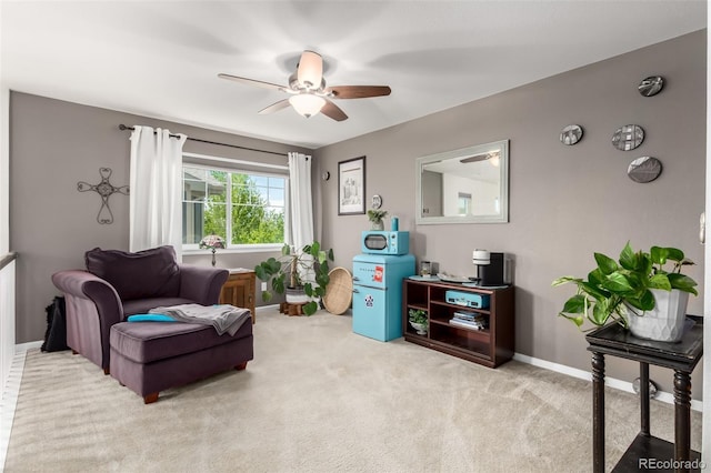 23757 Eagle Bend Ln, Parker, CO 80138 - sitting room with carpet floors, a ceiling fan, and baseboards