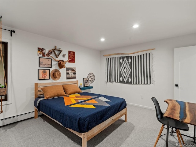 28833 Western Dr, Evergreen, CO 80439 - carpeted bedroom with baseboard heating and recessed lighting