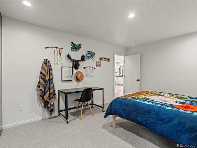 28833 Western Dr, Evergreen, CO 80439 - bedroom featuring light carpet, recessed lighting, and an office area