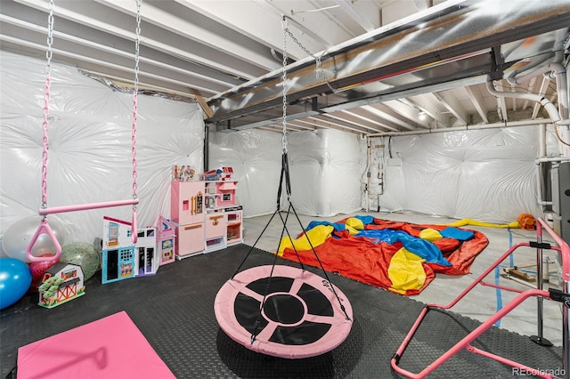 view of unfinished basement