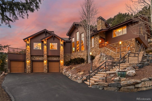 view of front of home with a garage