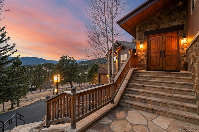 exterior space with a mountain view