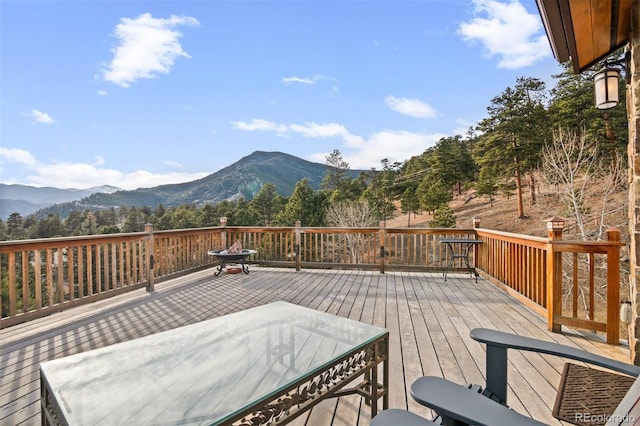 deck featuring a mountain view