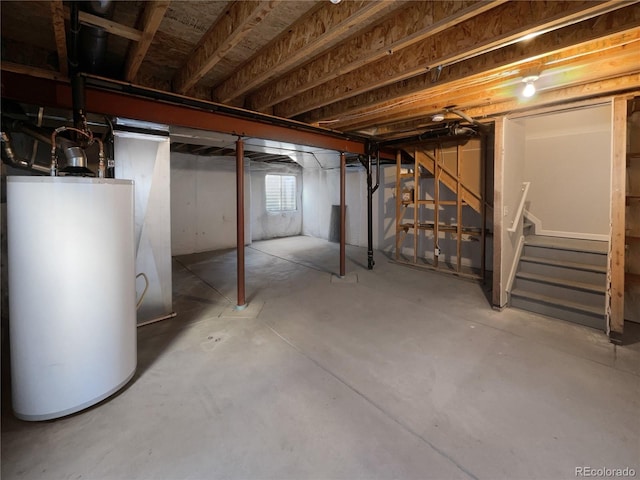 basement with gas water heater