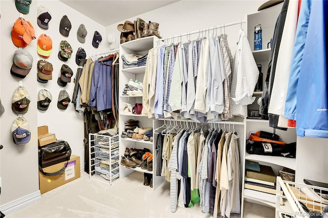 spacious closet featuring carpet floors
