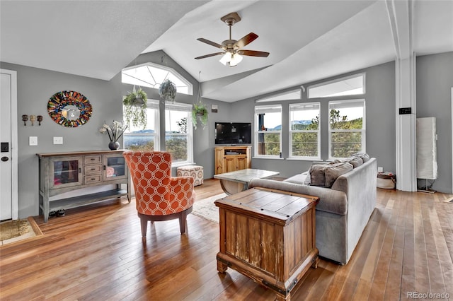248 Copperdale Ln, Golden, CO 80403 - living area with wood-type flooring, ceiling fan, and a healthy amount of sunlight
