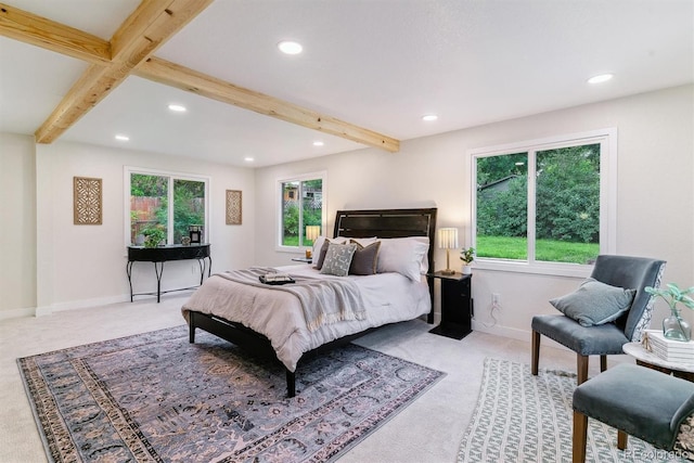 1815 Ingalls St, Lakewood, CO 80214 - carpeted bedroom with recessed lighting, beamed ceiling, and baseboards
