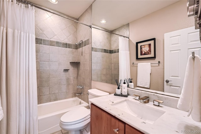 6961 Salvia St, Arvada, CO 80007 - bathroom with shower / tub combo, vanity, and recessed lighting