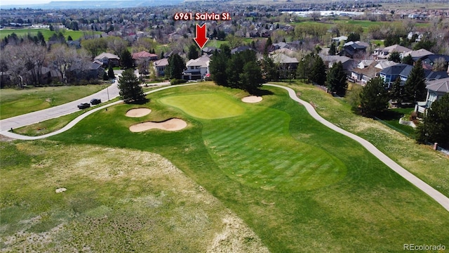 6961 Salvia St, Arvada, CO 80007 - aerial overview of property's location with nearby suburban area and a golf club