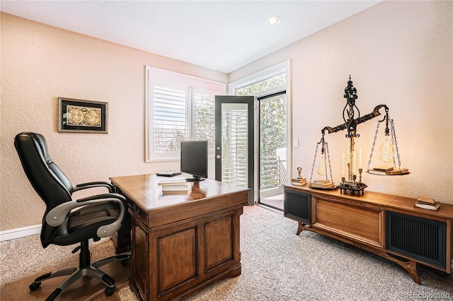 6961 Salvia St, Arvada, CO 80007 - office area with light colored carpet and a textured wall