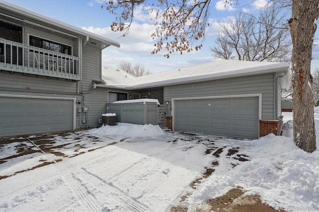 exterior space with brick siding