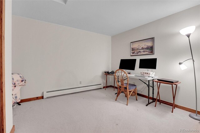4863 Silver Spruce Ln, Evergreen, CO 80439 - carpeted office with baseboard heating and baseboards