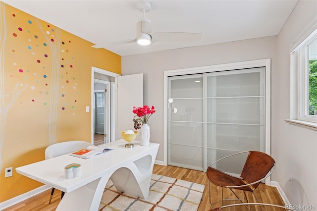 260 S Jasmine St, Denver, CO 80224 - office featuring light wood-style flooring, baseboards, and ceiling fan