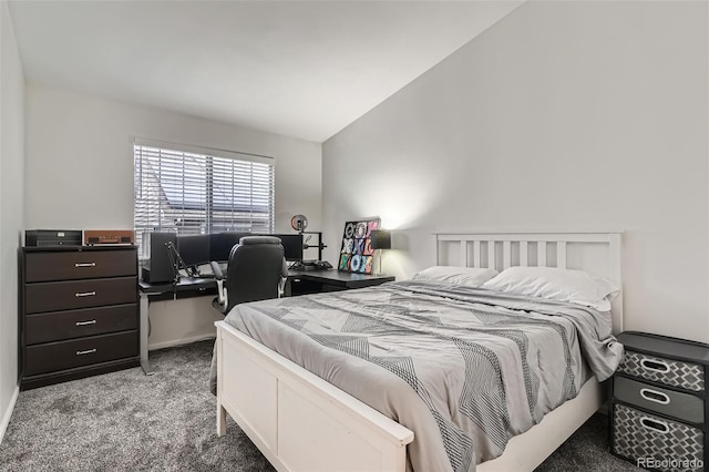 6839 Zenobia St Unit 3, Westminster, CO 80030 - bedroom with carpet, an office area, vaulted ceiling, and baseboards