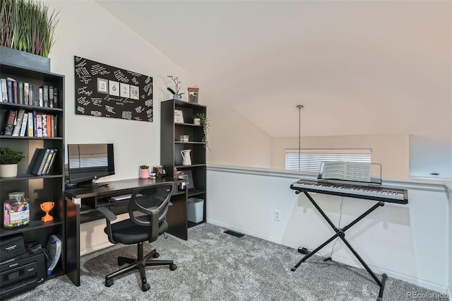 6839 Zenobia St Unit 3, Westminster, CO 80030 - home office featuring carpet and vaulted ceiling