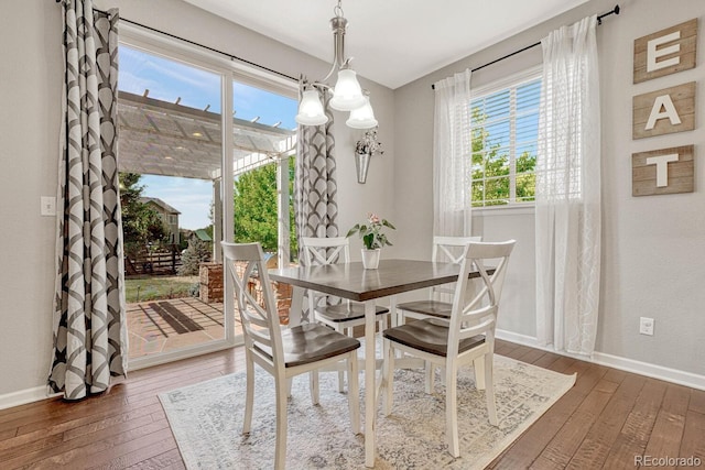 dining area with dark wood-type flooring