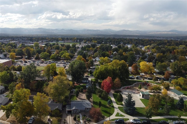 bird's eye view featuring a mountain view