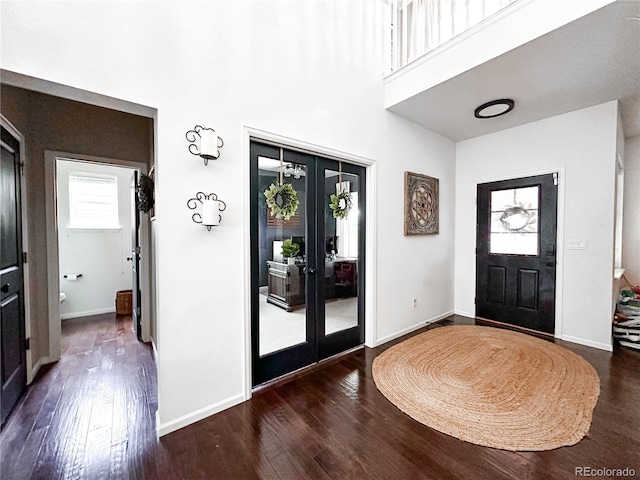 15468 W 50th Pl, Golden, CO 80403 - entryway with wood finished floors, french doors, and a towering ceiling