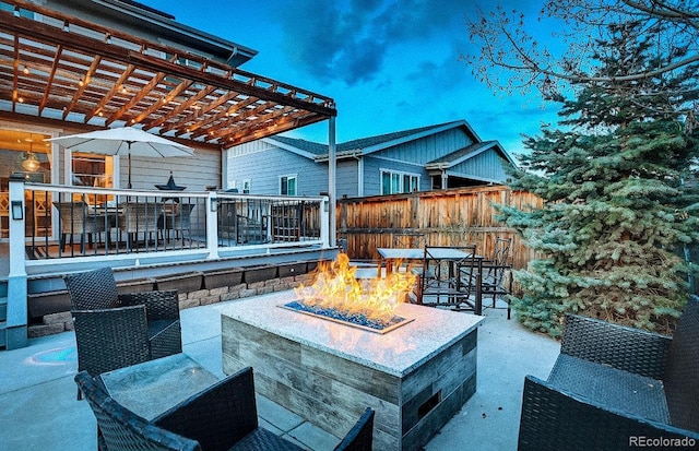 15468 W 50th Pl, Golden, CO 80403 - view of patio / terrace with an outdoor fire pit and a pergola