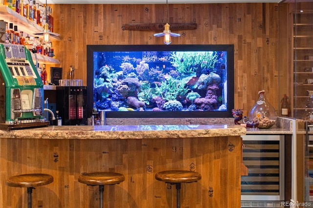 24906 E Geddes Cir, Aurora, CO 80016 - indoor bar featuring wine cooler and wood walls