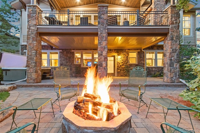 24906 E Geddes Cir, Aurora, CO 80016 - patio / terrace with a fire pit and a patio area