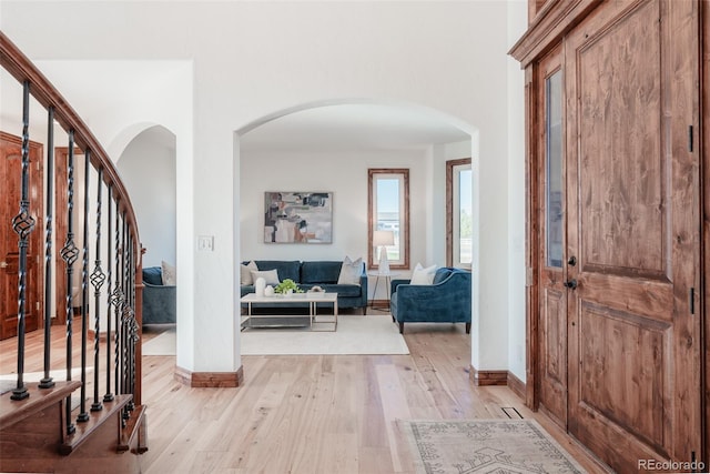 foyer entrance featuring light hardwood / wood-style floors