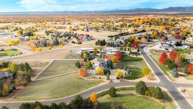 drone / aerial view with a mountain view