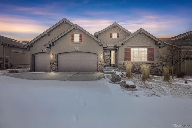 view of front of house with a garage