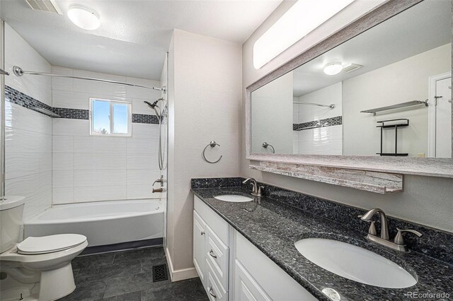 3738 Rosewalk Ct, Highlands Ranch, CO 80129 - bathroom featuring toilet, bathtub / shower combination, and double vanity
