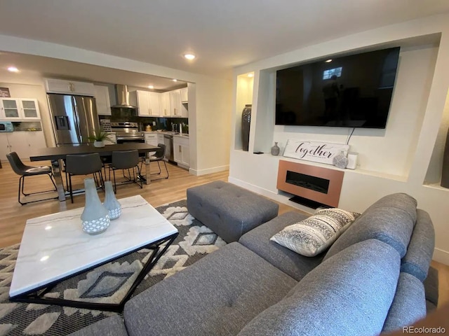 living room with light wood-type flooring