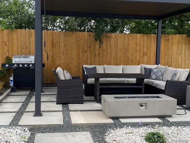 view of patio / terrace featuring outdoor lounge area and grilling area