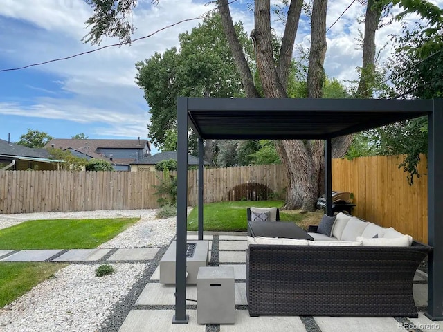 view of patio / terrace featuring an outdoor living space