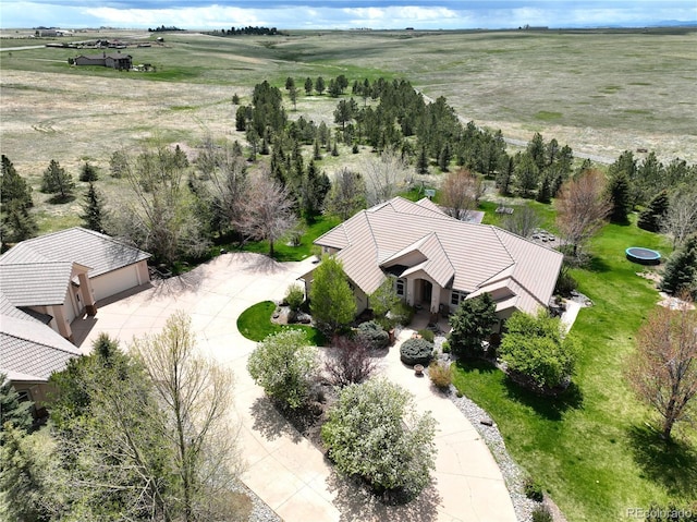 bird's eye view with a rural view