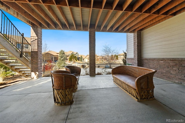 view of patio / terrace with stairs