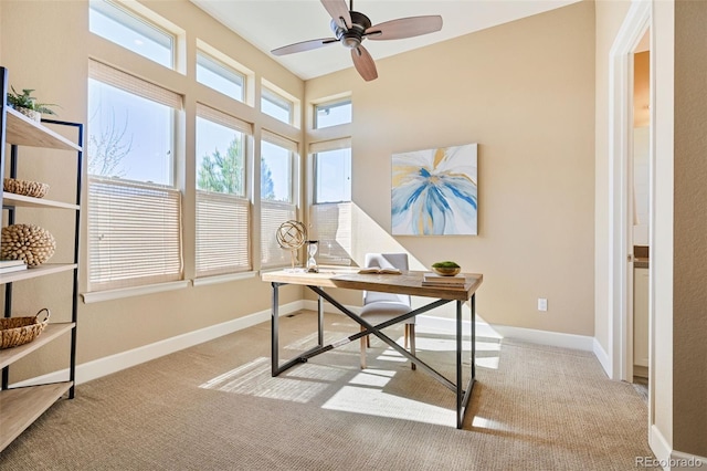 775 Woodgate Dr, Highlands Ranch, CO 80126 - carpeted office space with baseboards and a ceiling fan