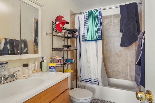 4502 Picturesque, Colorado Springs, CO 80917 - full bathroom featuring vanity, toilet, and shower / bath combo with shower curtain