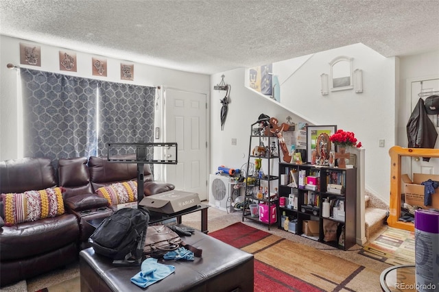 4502 Picturesque, Colorado Springs, CO 80917 - living room with a textured ceiling and carpet flooring